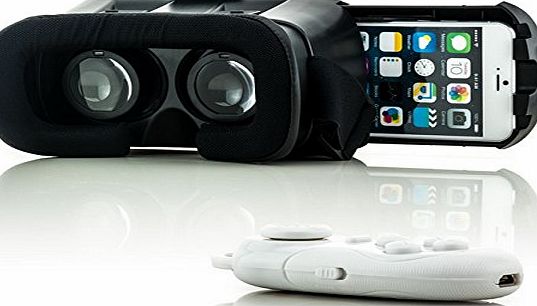 Saxonia VR Box Virtual Reality 3D-Glasses   Bluetooth Gamepad White for Microsoft Nokia Lumia Universal Headset Gaming Video with Adjustable Lens and Strap