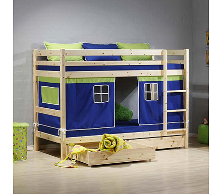 Minnie Solid Pine Natural Storage Bunk Bed with