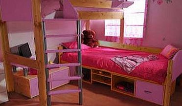 Scandinavian House Ltd Stompa Casa Kids Natural Storage Bunk Bed in Lilac