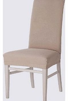 SCHEFFLER-HOME Chair covers - slipcover seat protector - unicoloured bi-stretch fabric - Pack of 2 - Uni Bi-Elastic of cotton Beige