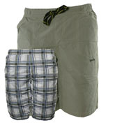 Grey / Blue Check Reversible Shorts