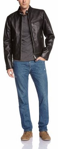 Schott NYC Mens LC 940D Leather Long Sleeve Jacket, Black, Large