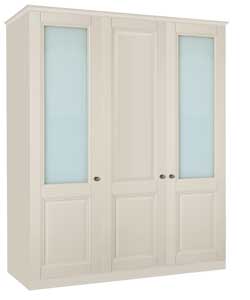 Classic Ivory and Glass Triple Wardrobe