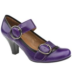 Schuh Female Alba Dbl Buckle Bar Leather Upper Low Heel in Purple, Tan
