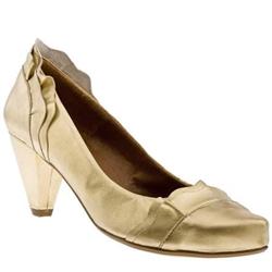 Schuh Female Bob Ruffle Court Leather Upper Low Heel in Gold