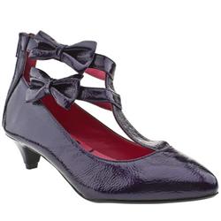 Female Bright Bow Patent Bootie Patent Upper Low Heel in Purple