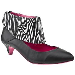 Schuh Female Bright Cuff Shoe Zebra Leather Upper Low Heel Shoes in Black and White