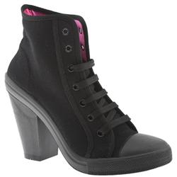 Female Carrie Lace Up Ank Fabric Upper Casual in Black