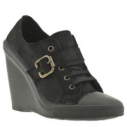 Female Cissy Lace Wedge Leather Upper in Black