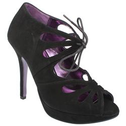 Schuh Female Flower Cut Out Shoe Boot Suede Upper Evening in Black