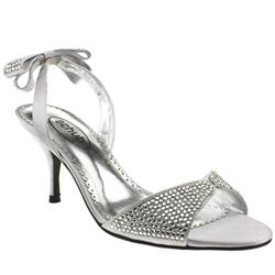 Female Francesca Diamante Back Bow Fabric Upper Low Heel Shoes in Silver