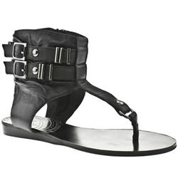Female Keeley Buckle Sandal Boot Leather Upper in Black