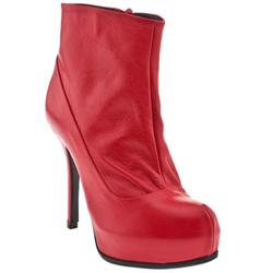 Female Pandora Platform Ankle Boot Leather Upper in Red