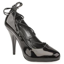 Schuh Female Penne Ghillie Tie Court Patent Upper Evening in Black