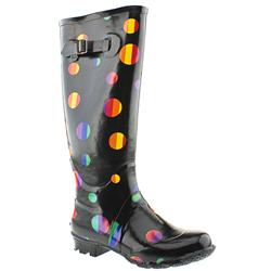 Schuh Female Rain Spot Welly Manmade Upper Casual in Black