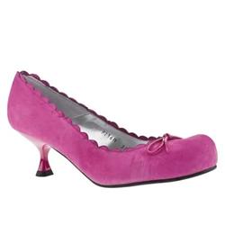 Female Roche Scallop Bow Court Suede Upper Low Heel in Pink