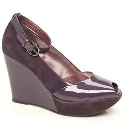 Female Sally Ank Strap Wedge Patent Upper Evening in Purple