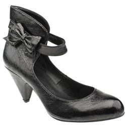 Female Sugar High Side Bow Patent Upper Low Heel Shoes in Black