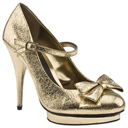 Schuh Female Sweetie Bow Bar Court Manmade Upper Evening in Gold