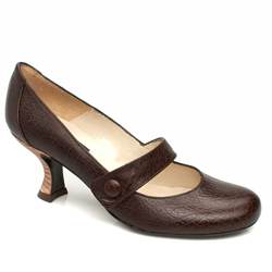 Schuh Female Venet-2 Bar Court Leather Upper Low Heel in Dark Brown