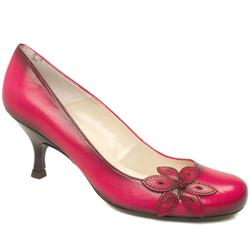 Female Venet Flower Court Leather Upper Low Heel in Pink
