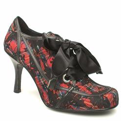 Schuh Female Zinda Fab Ribbon Lace Fabric Upper Evening in Black and Red, Pewter