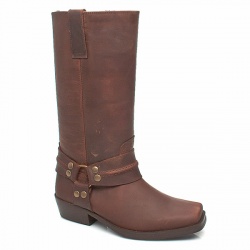 Schuh Female Zorro Harness Boot Nubuck Upper Calf/Knee in Brown