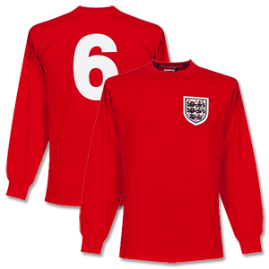 1966 England Away L/S Retro Shirt + No 6