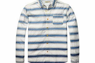 Blue and white cotton blend shirt