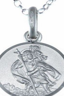Scottish Jewellery Shop Childrens Small Reversible Sterling Silver St Christopher Pendant with 16`` Chain amp; Gift Box - 12mm
