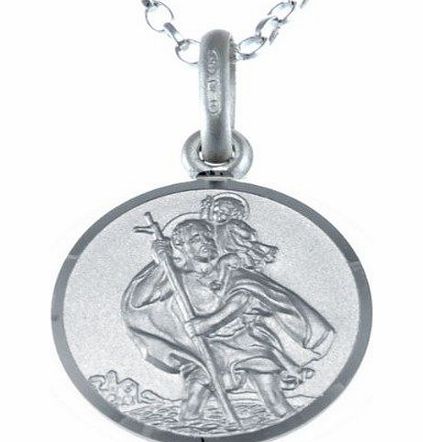 Scottish Jewellery Shop Small Reversible Sterling Silver St Christopher Pendant with 18`` Chain amp; Gift Box - 14mm
