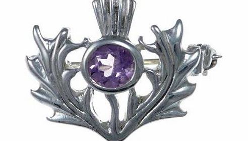 Scottish Jewellery Shop Sterling Silver Amethyst Thistle Brooch