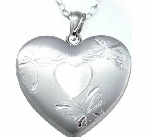 Scottish Jewellery Shop Sterling Silver Butterfly Family Locket with 18`` Chain - Space for 4 Pictures