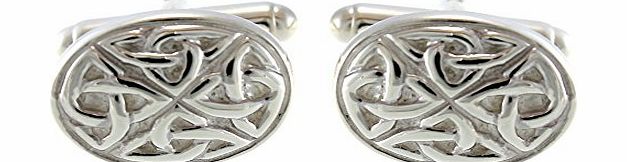 Scottish Jewellery Shop Sterling Silver Celtic Oval Cufflinks With Gift Box