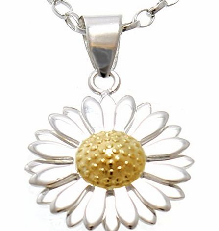Scottish Jewellery Shop Sterling Silver Daisy Flower Pendant Necklace with 18`` Chain