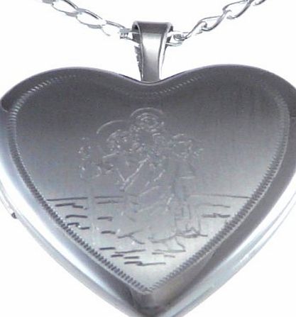 Scottish Jewellery Shop Sterling Silver St Christopher Heart Locket with 18`` Chain