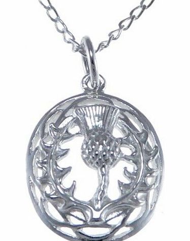 Scottish Jewellery Shop Sterling Silver Thistle Pendant - Scottish Necklace with 18`` Chain