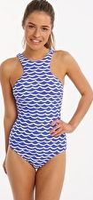 Seafolly, 1295[^]271500 Tidal Wave High Neck Maillot - Blue Ray