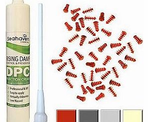 Seahaven Limited 2 X 400ml DPC Damp Proofing Cream For Rising Damp Control, 100 Universal Plugs - Light Grey