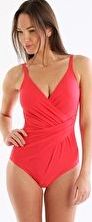 Seaspray, 1295[^]236558 Just Colour Long Length Draped One Piece - Coral