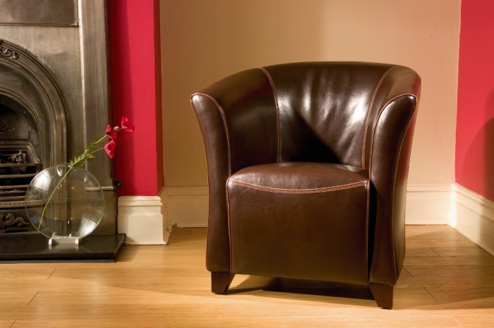 Leather Tub Chair - Dark Brown Leather