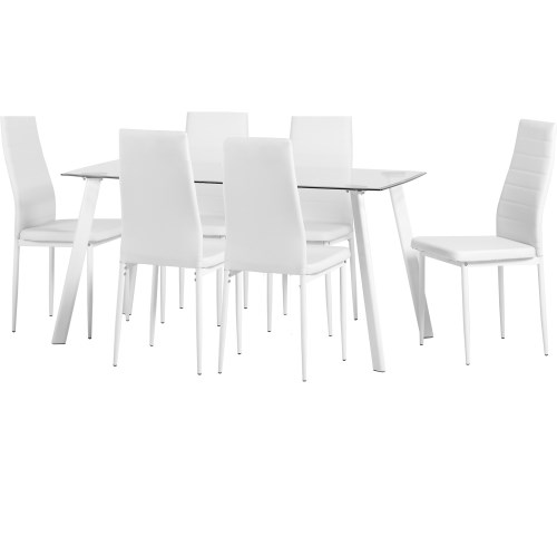 Seconique Abbey Glass Dining Table Set With Six