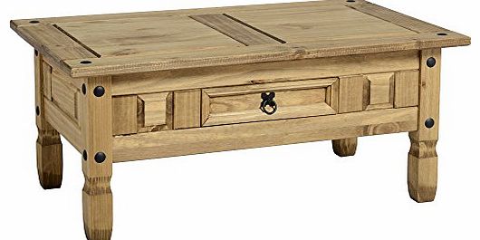 Coffee Table Pine 1 Drawer Corona Mexican Solid Pine