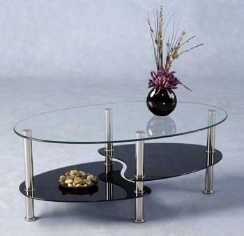 Cara Coffee Table in Clear and Black Glass