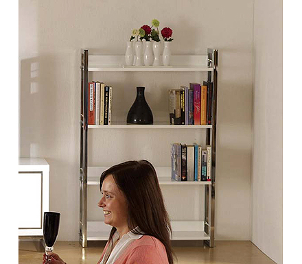 Charisma High Gloss 4 Shelf Bookcase in White -