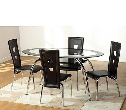 Clearance - Caravelle Oval Dining Set in Black