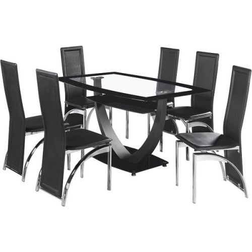 Seconique Henley Dining Set in Glass and Black