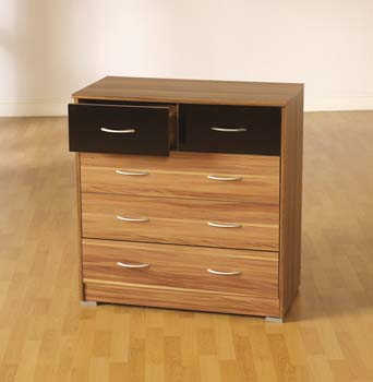 Hollywood Walnut and High Gloss 3+2 Drawer Chest