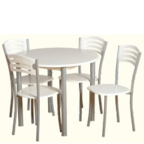 Laura Round Dining Set in White and Silver