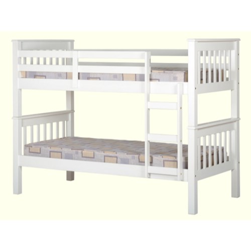Seconique Neptune Bunk Bed in White - bed frame